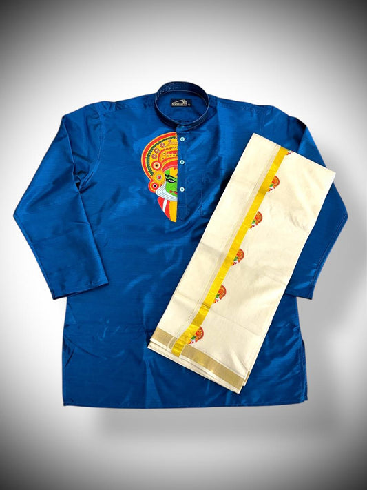 Kathakali Printed Kurtha and Dhoti Combo