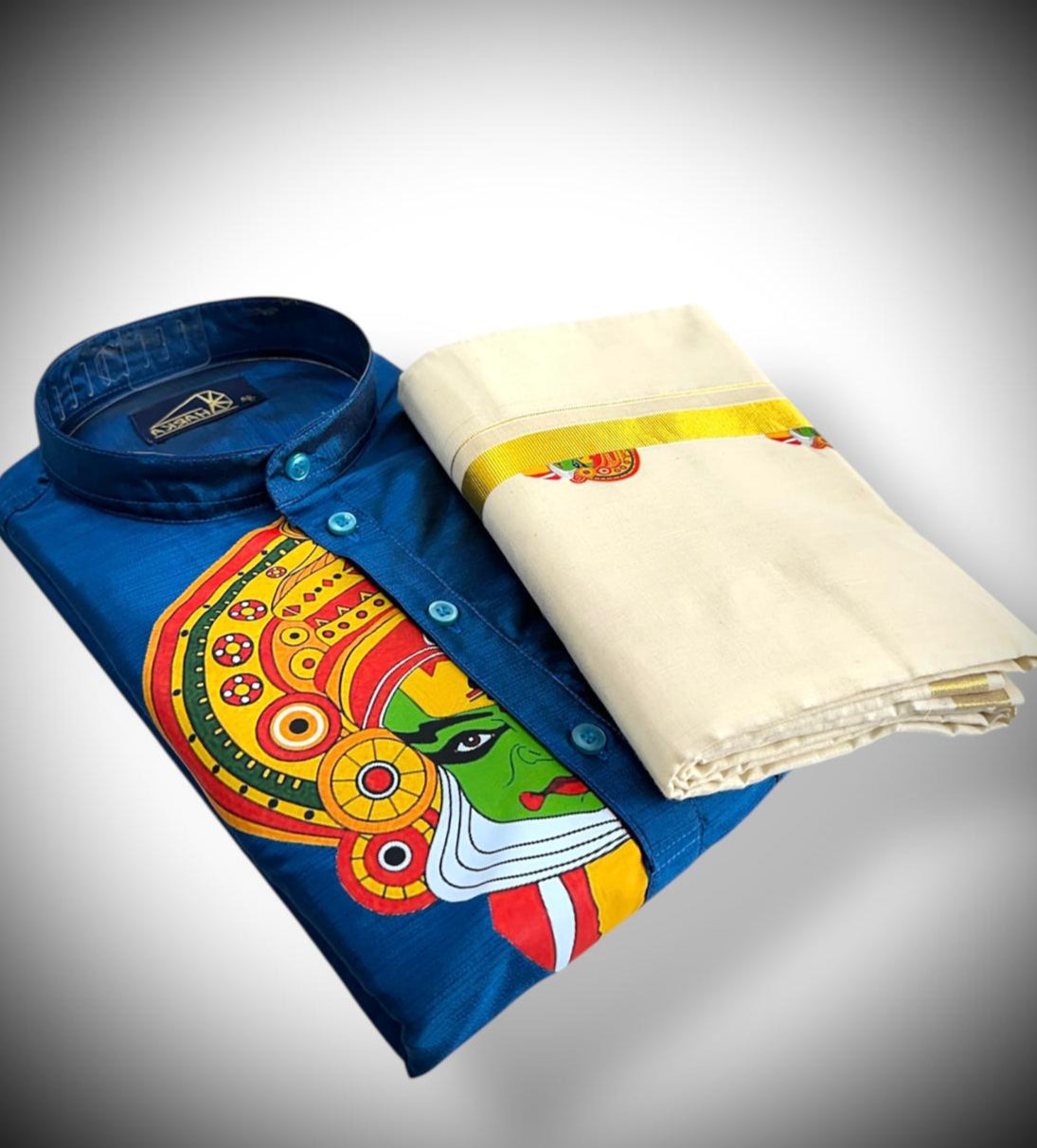 Kathakali Printed Kurtha and Dhoti Combo