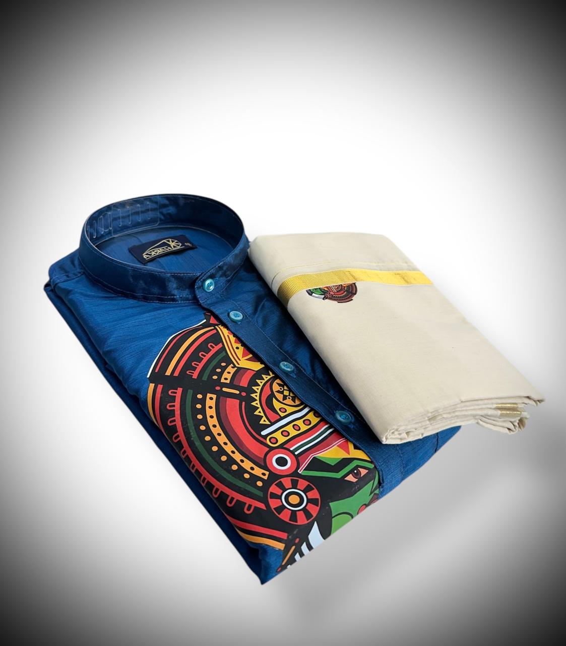 Kathakali Printed Kurtha and Dhoti Combo