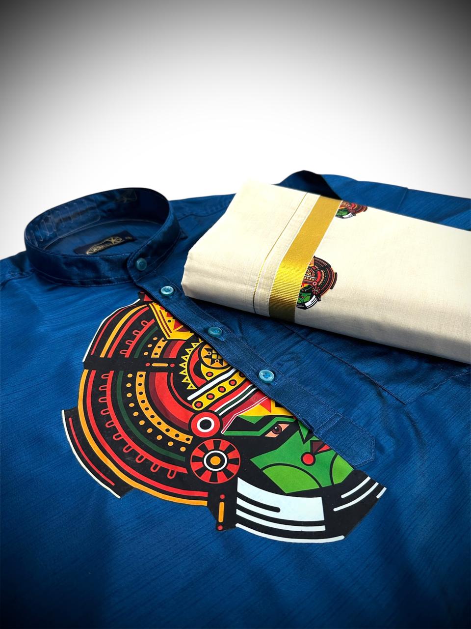 Kathakali Printed Kurtha and Dhoti Combo