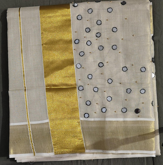 golden tissue saree