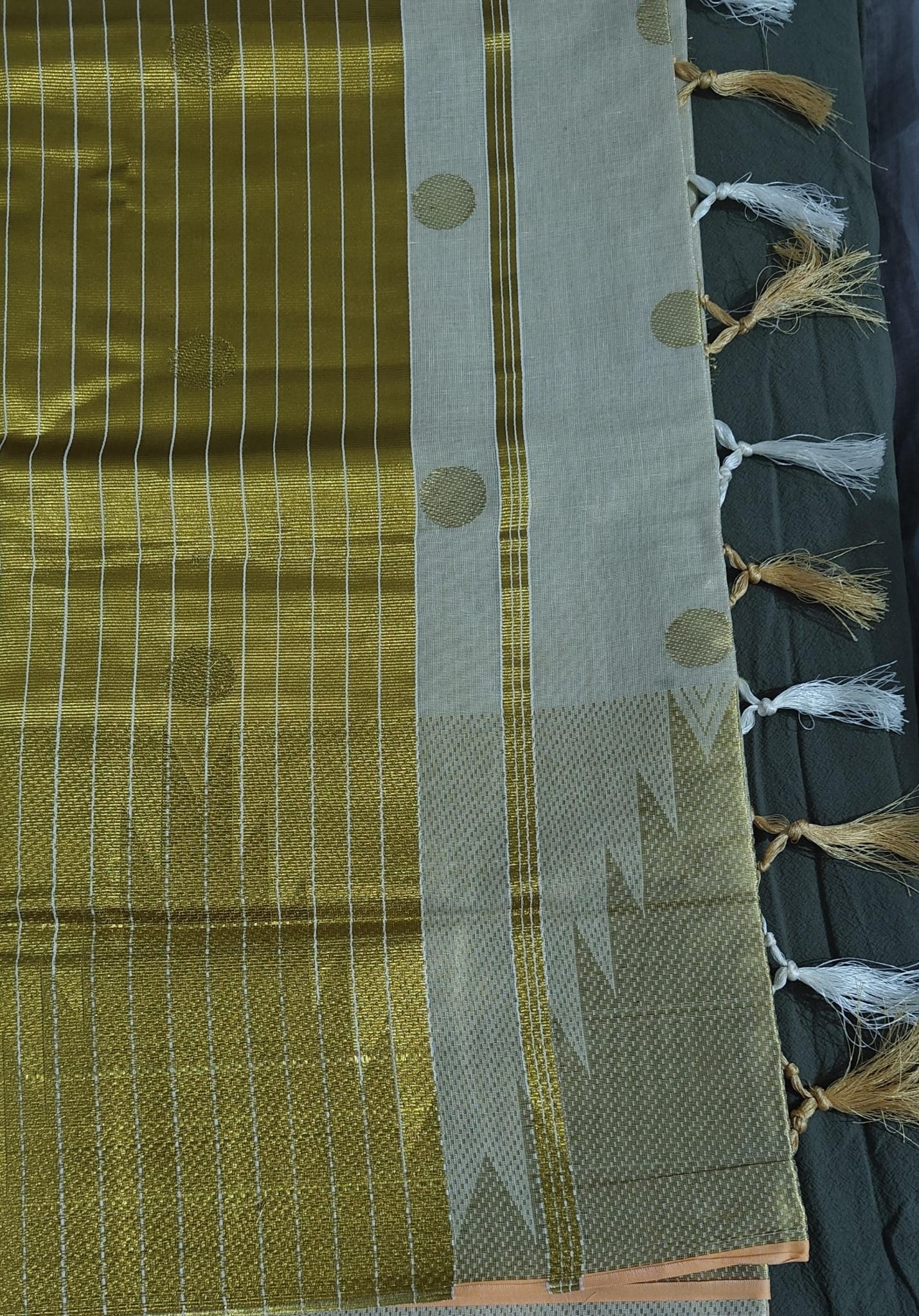 Golden Tissue Saree with Bottle Temple Motifs