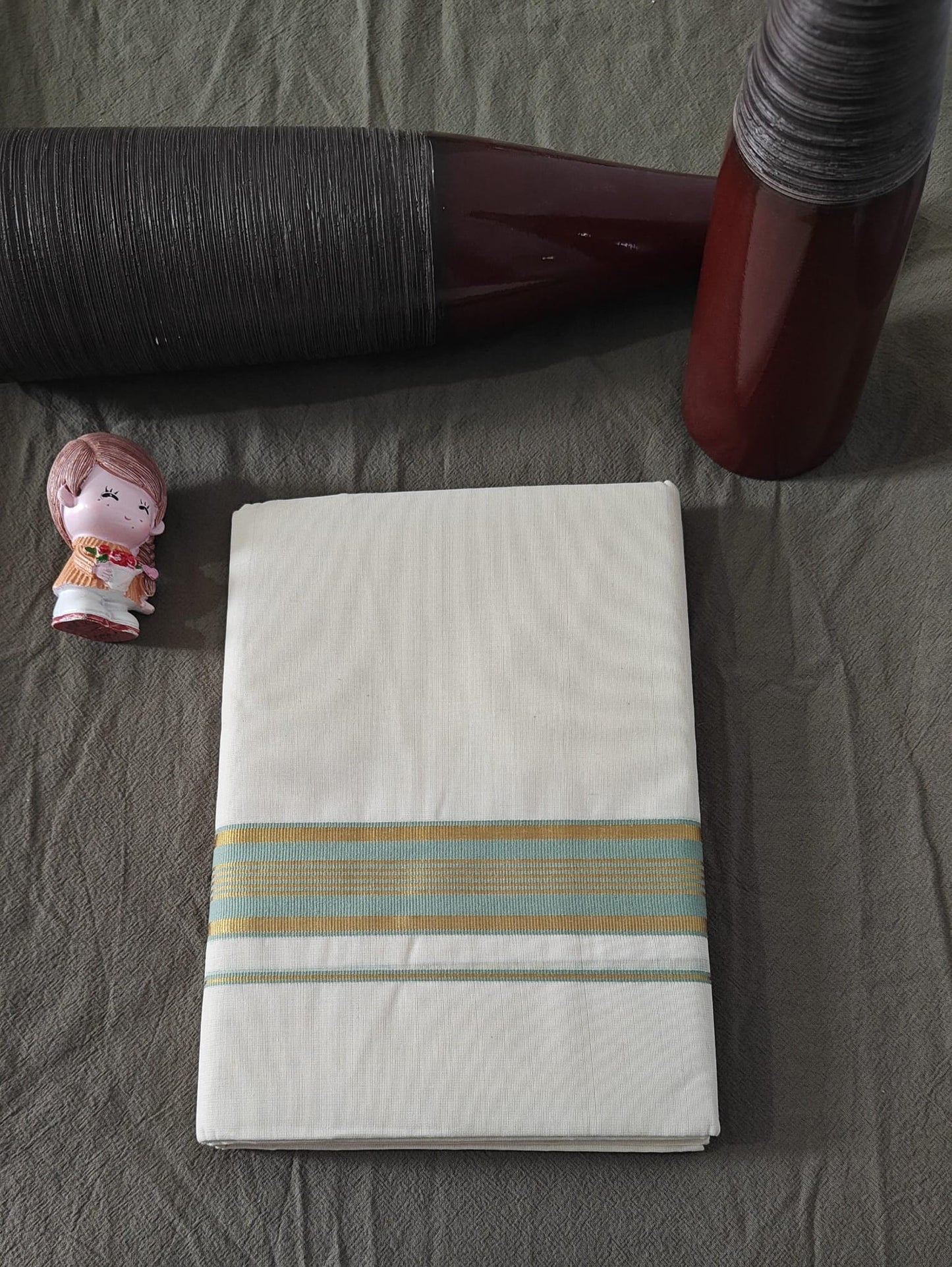 Double Dhothi with Light Green and Golden Border