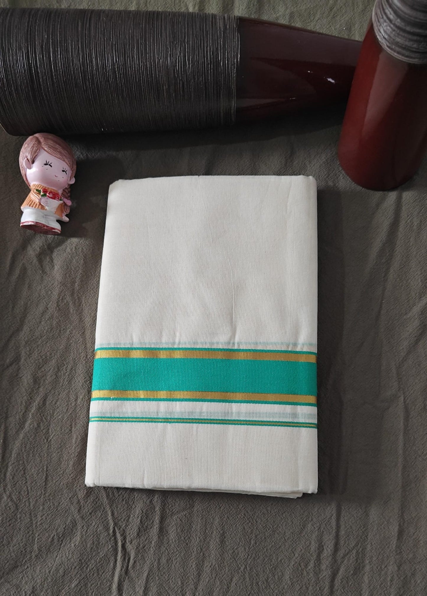 DOUBLE DHOTHI GREEN LINE 2 GOLDEN LINES