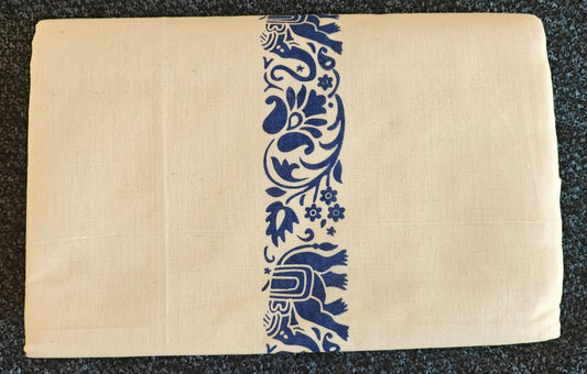 Set Mundu - Elephant Design Pallu with 1 Inch in Blue