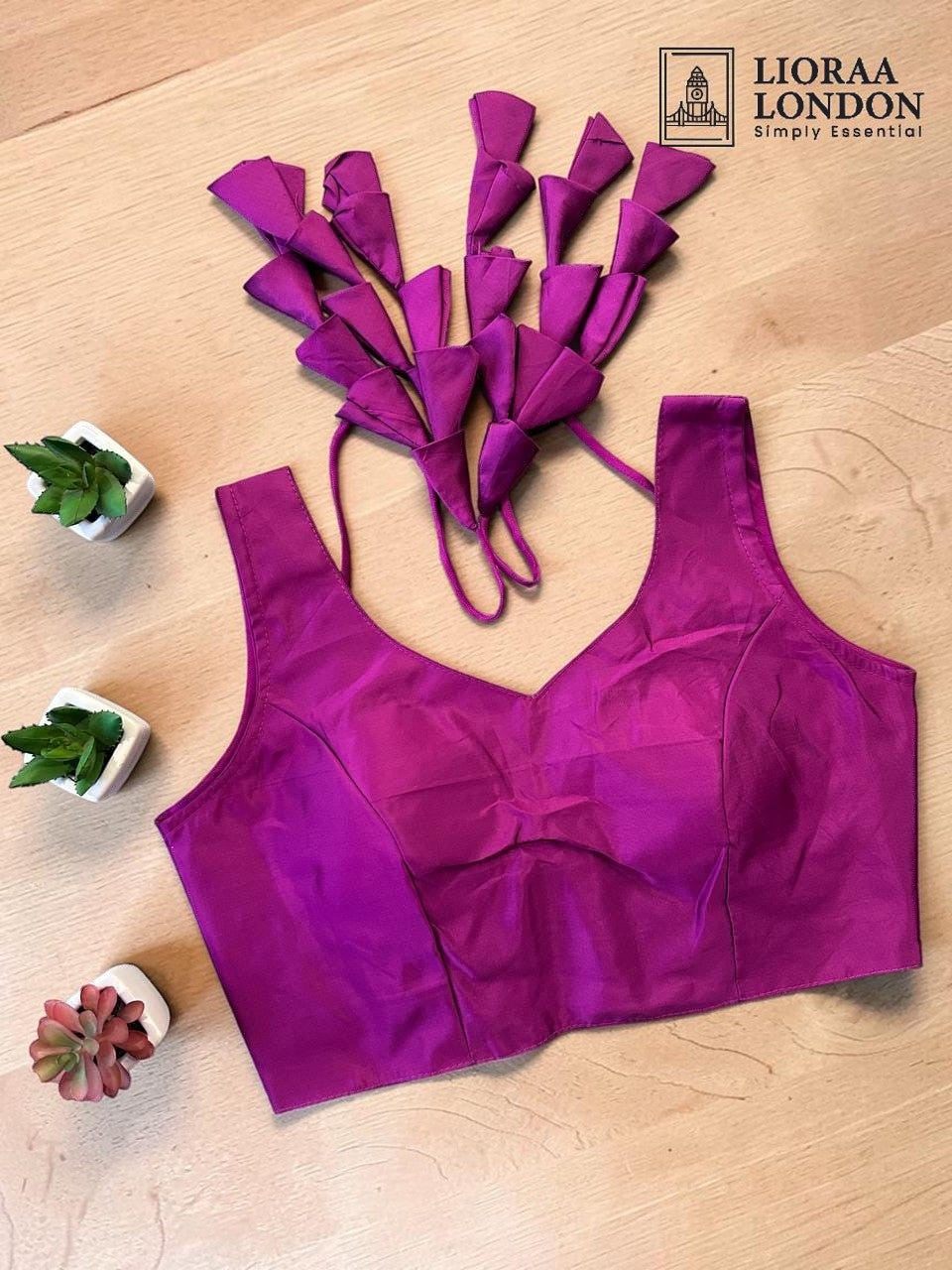Purple Rani Colour Silk Blouse for Women | Sweetheart Neckline, Padded, Sleeves attached, Size Alterable 40 - 46