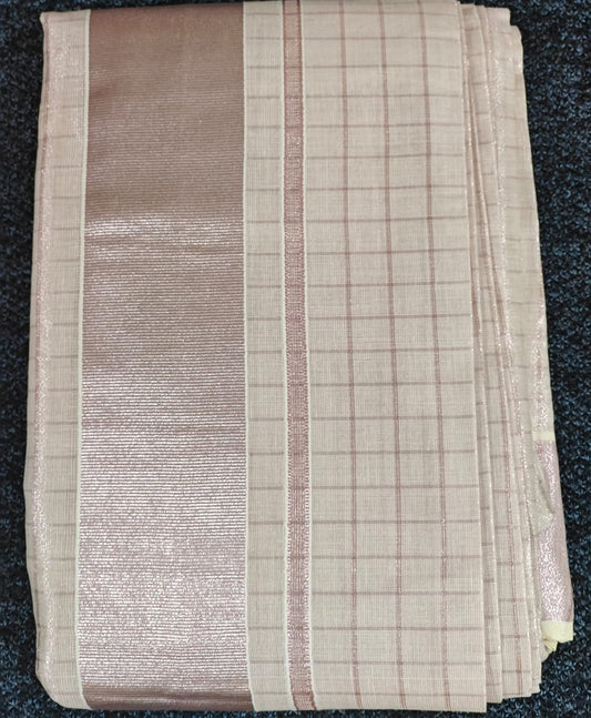 Rose Gold Tissue Cotton 1-Min Ready-to-Wear Saree