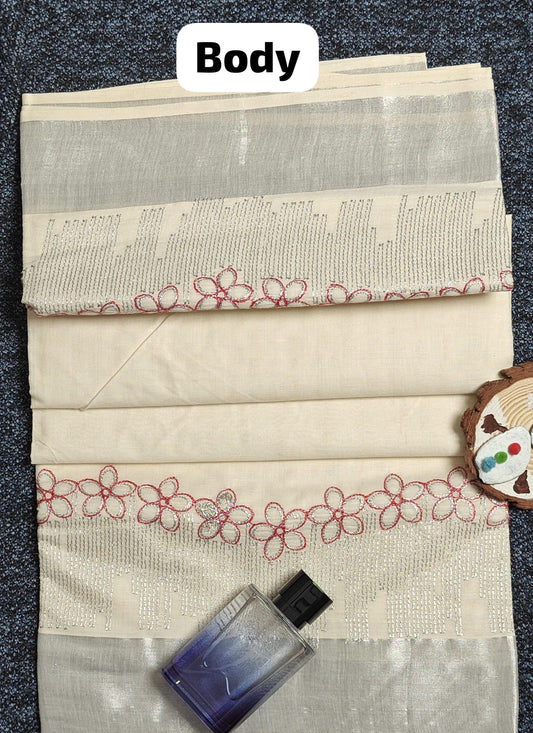 Saree With Floral Embroidery body part