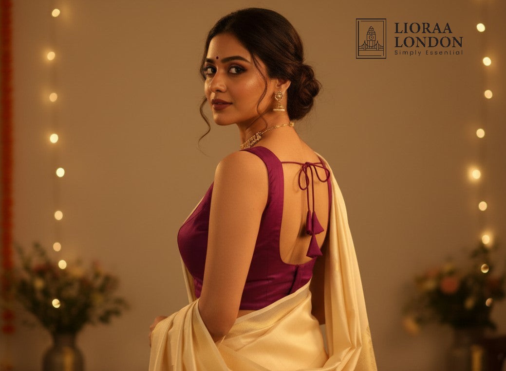 Wine Colour Silk Blouse for Women | Sweetheart Neckline, Padded, Sleeves attached, Size Alterable 38 - 46