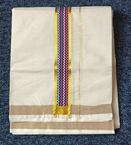 "Z LINE" Printed Double Golden Kasavu Dothi