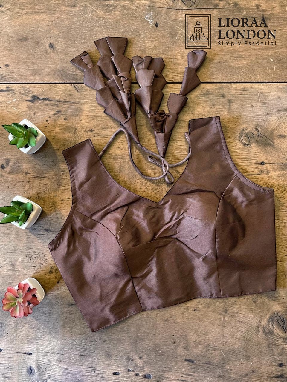 Brown Silk Blouse for Women UK | Sweetheart Neckline, Alterable 40–46