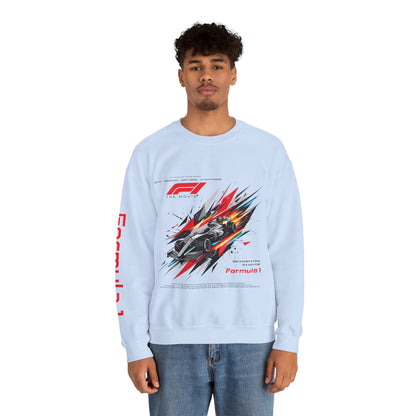 Formula 1 Racing Crewneck Sweatshirt – Speed Car Graphic & ‘Formula 1’ Sleeve Print