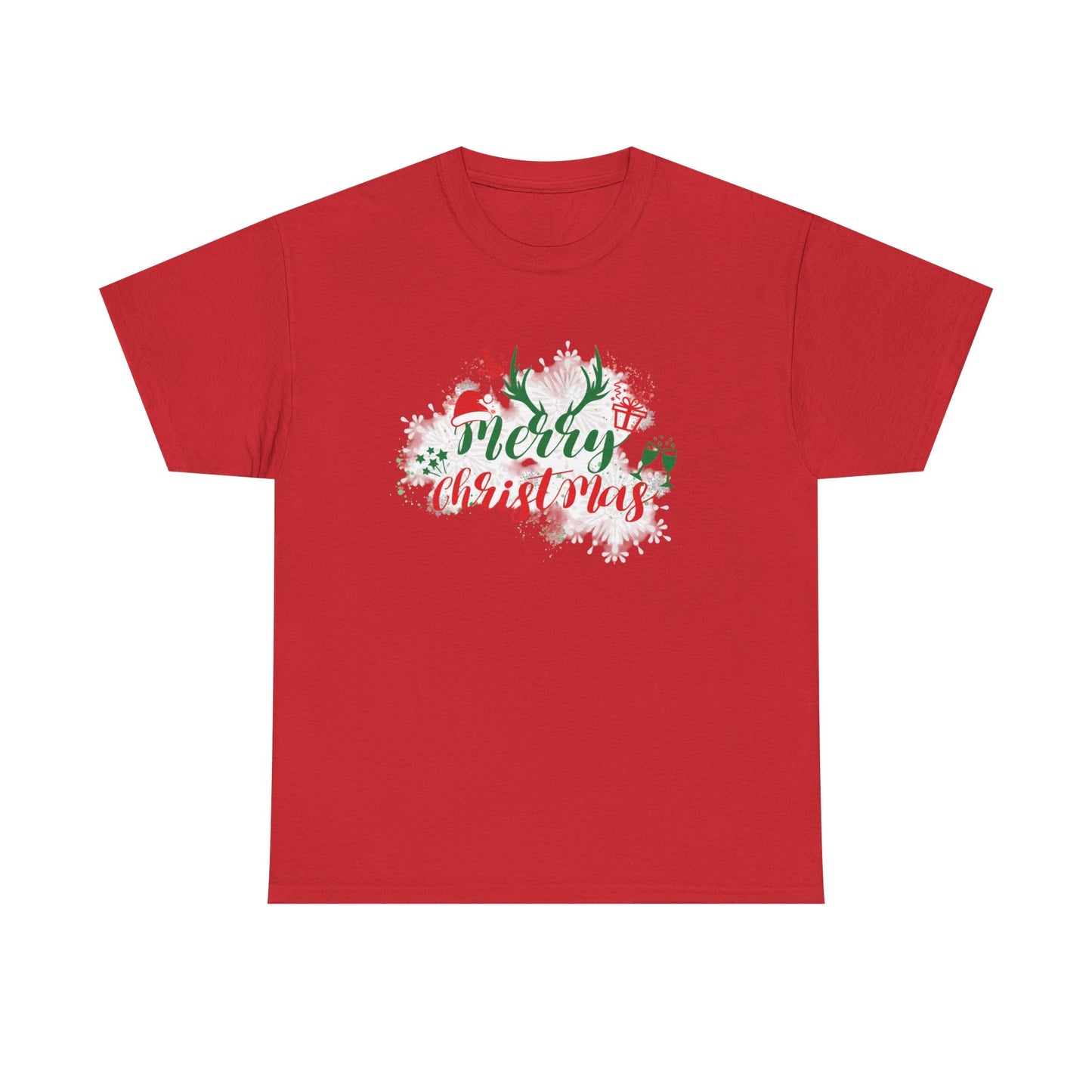 Red Comfort-Fit Merry Christmas Unisex Heavy Cotton T-Shirt