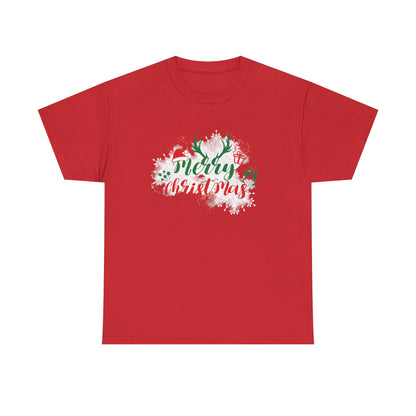 Red Comfort-Fit Merry Christmas Unisex Heavy Cotton T-Shirt