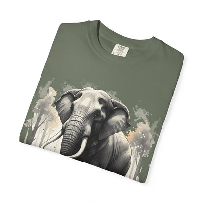 Elephant & Girl Graphic T-Shirt | Vintage Wildlife Illustration T-Shirt for Nature Lovers