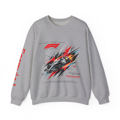 Formula 1 Racing Crewneck Sweatshirt – Speed Car Graphic & ‘Formula 1’ Sleeve Print