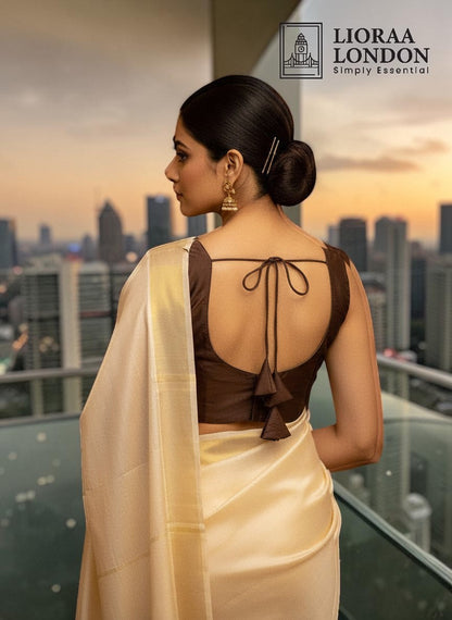 Brown Silk Blouse for Women UK | Sweetheart Neckline, Alterable 40–46