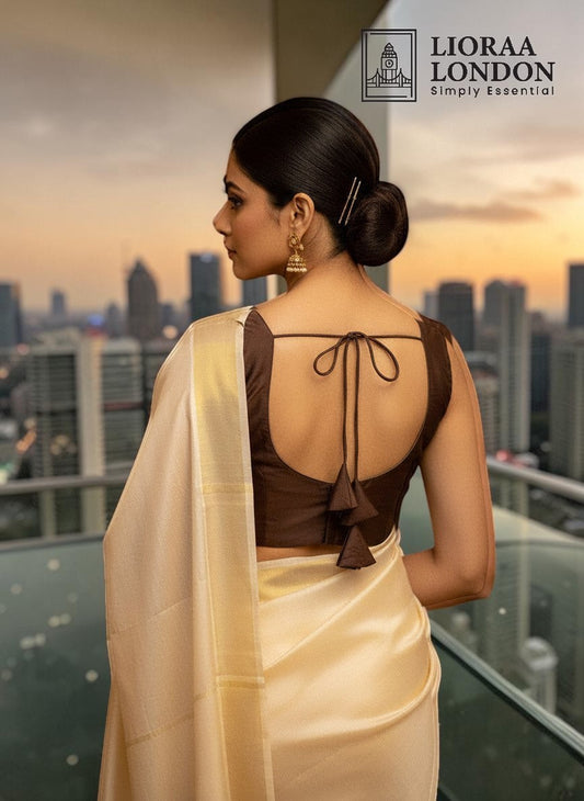 Brown Silk Blouse for Women UK | Sweetheart Neckline, Alterable 40–46
