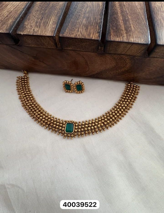 Golden Neck set with Beautiful Earrings
