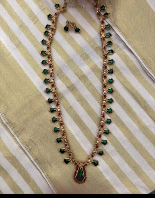 Kovai Green Neck Set with Beautiful Earrings