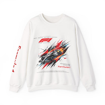 Formula 1 Racing Crewneck Sweatshirt – Speed Car Graphic & ‘Formula 1’ Sleeve Print