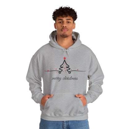 Christmas Tree Hoodie - Minimal 'merry christmas' Holiday Sweatshirt