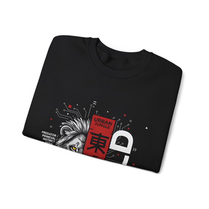 Wild Lion Tokyo Crewneck Sweatshirt — Urban Jungle Graphic Pullover