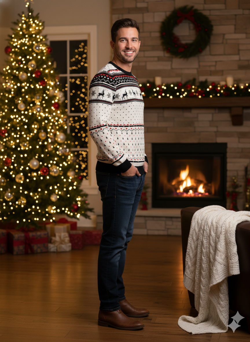 Unisex Reindeer Christmas Full Sleeve T-Shirt – Premium Sublimation Print