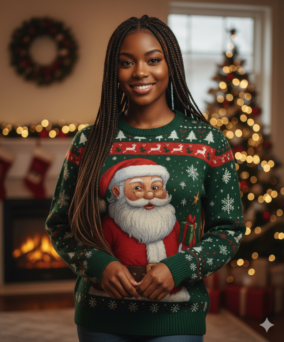 Unisex Green Santa Claus Christmas Full Sleeve T-Shirt