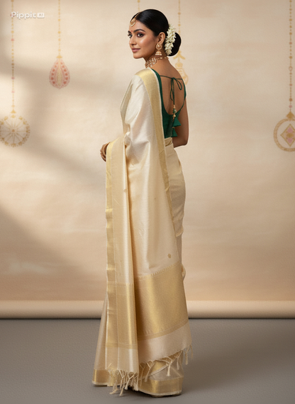 Green Silk Blouse for Women | Sweetheart Neckline, Padded, Sleeves attached, Size Alterable 40 - 46