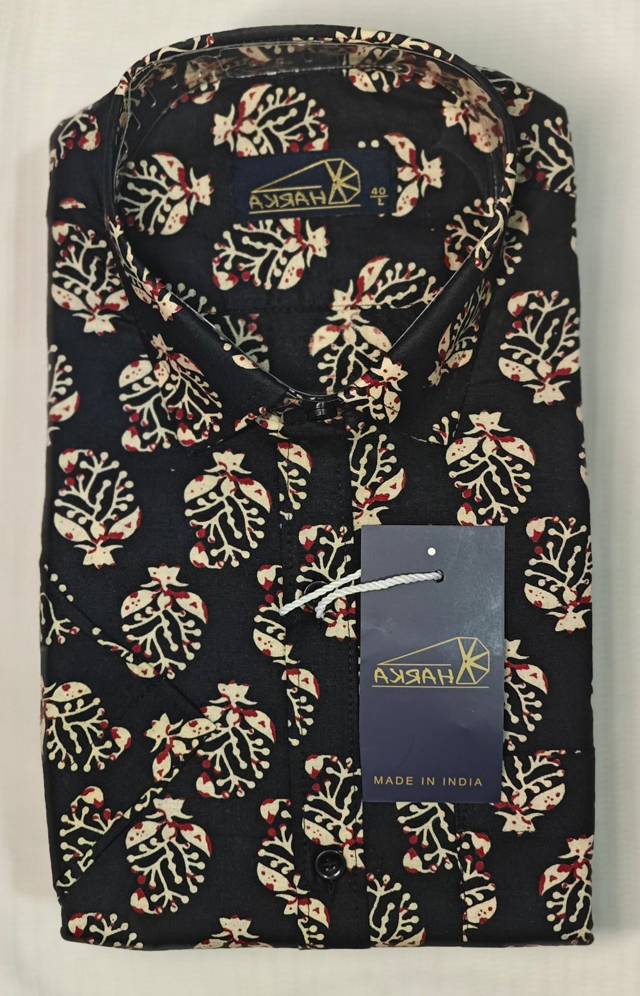 Floral Printed Black Half Sleave Shirt for Men