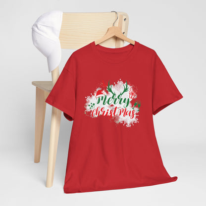 Red Comfort-Fit Merry Christmas Unisex Heavy Cotton T-Shirt