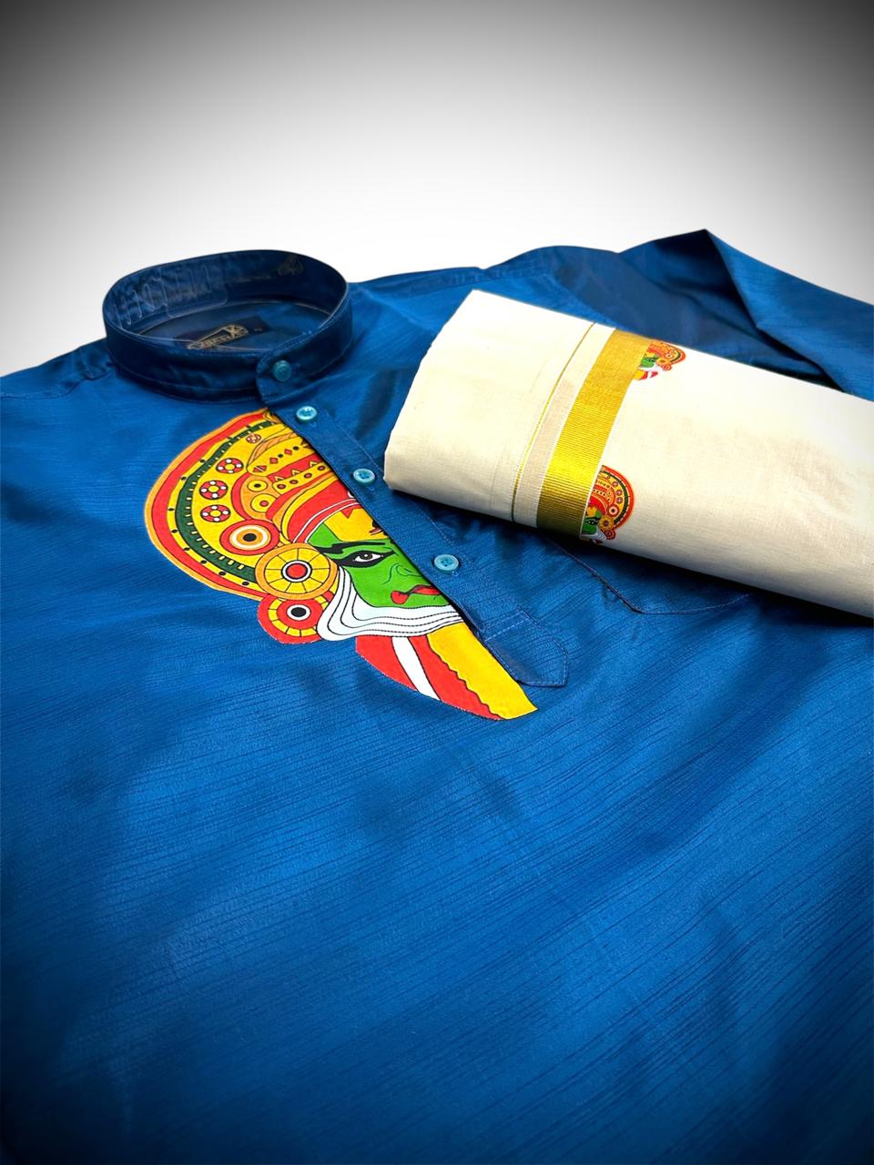 Kathakali Printed Kurtha and Dhoti Combo