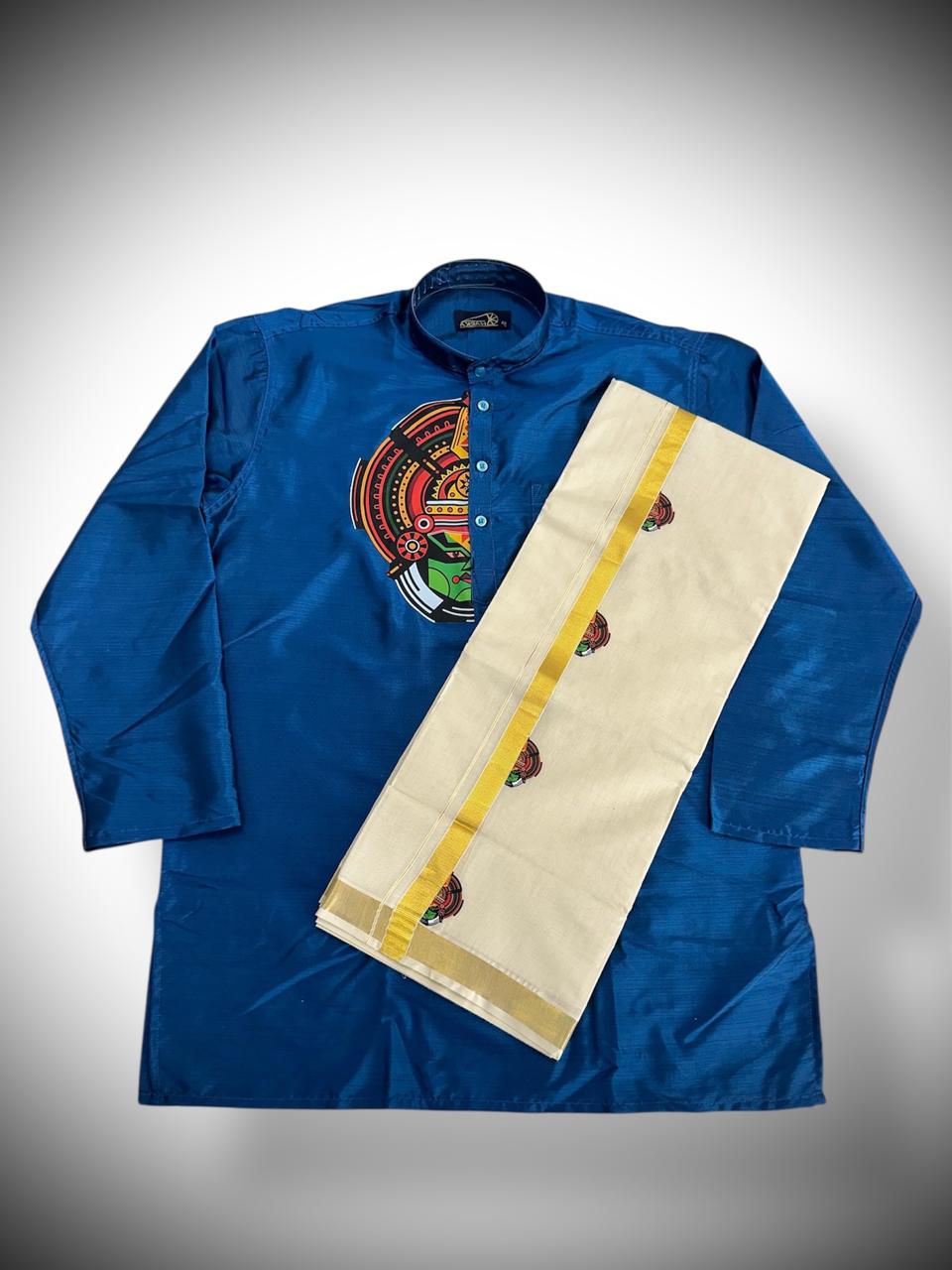 Kathakali Printed Kurtha and Dhoti Combo