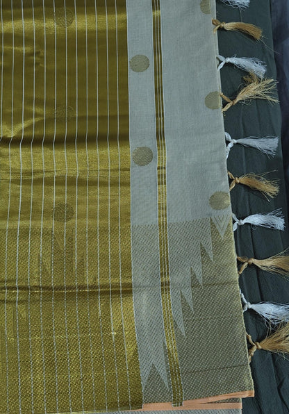 Golden Tissue Saree with Bottle Temple Motifs