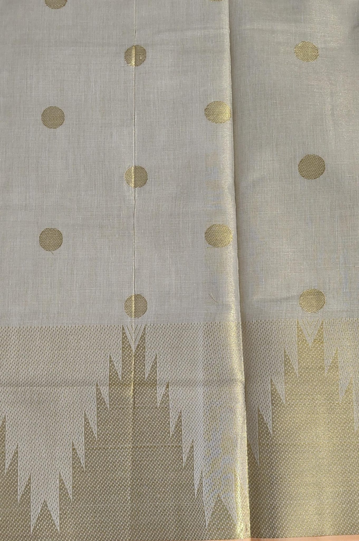 Golden Tissue Saree with Bottle Temple Motifs