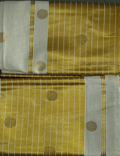 Golden Tissue Saree with Bottle Temple Motifs