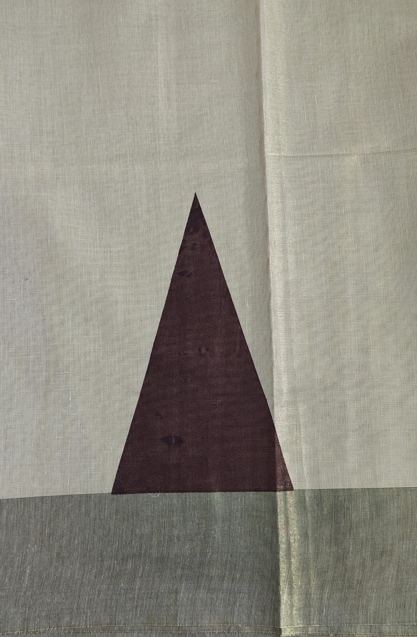 Textile with a brown triangle design on a beige background