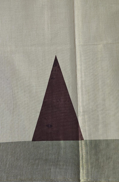 Textile with a brown triangle design on a beige background