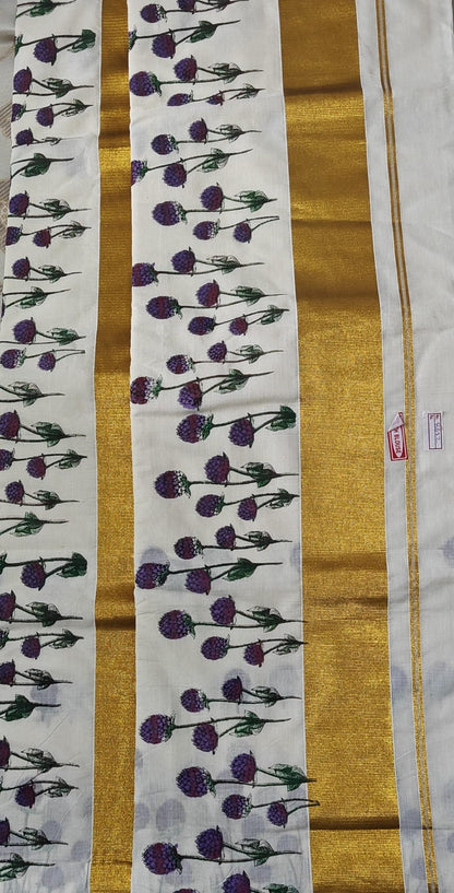 Kerala Set Saree with Floral Design