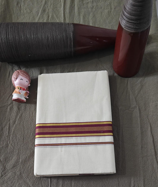 Double Dhothi with Golden & Light Cherry borders