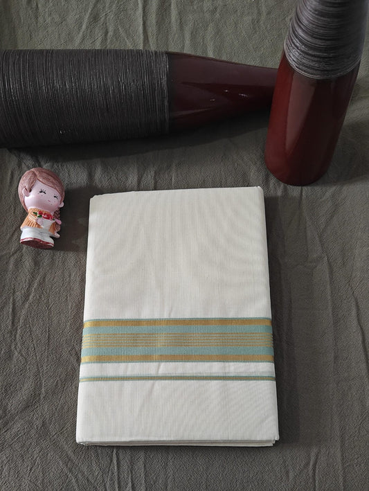 Double Dhothi with Light Green and Golden Border