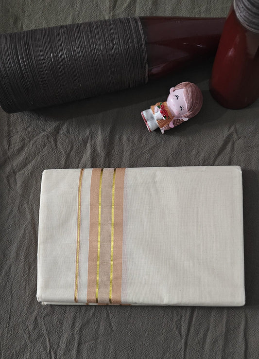 DOUBLE DHOTHI YELLOW AND GOLDEN BORDER