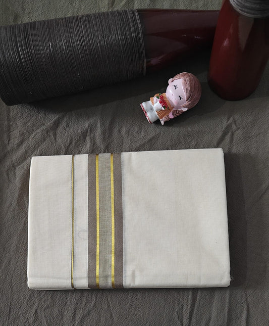 Double Dhoti Classic Brown & Golden Border