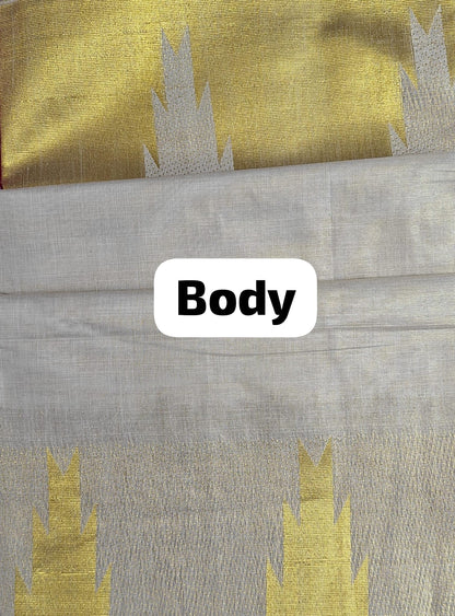 Golden temple design  plain body colour heavy Saree