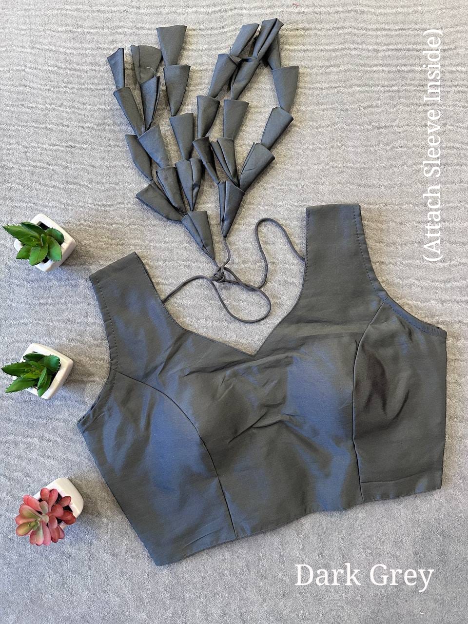 DARK GREY COLOUR SILK BLOUSES