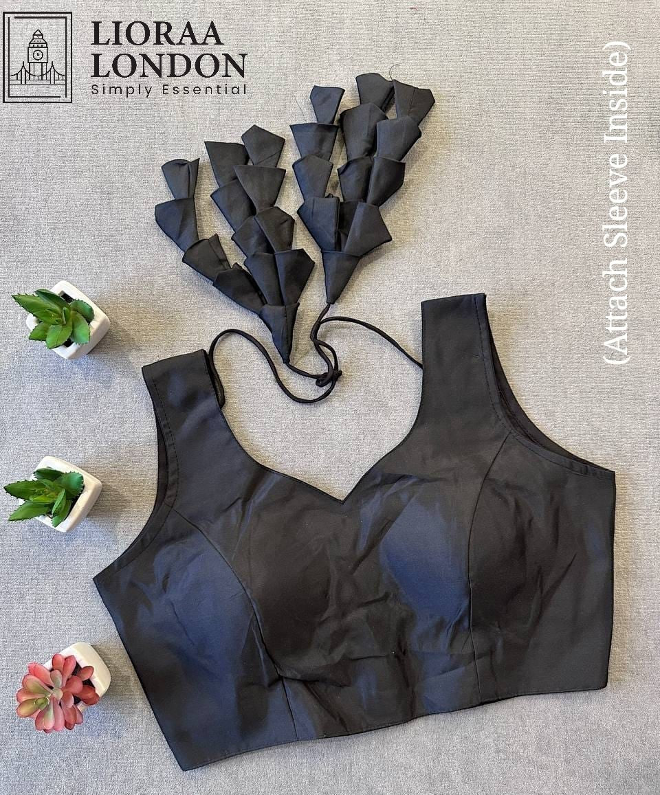 Dark Chocolate Brown Colour Silk Blouse for Women | Sweetheart Neckline, Padded, Sleeves attached, Size Alterable 40 - 46
