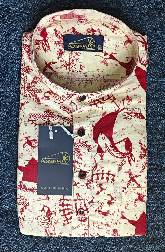 Tribal Art Printed Full Sleeve Kurta for Men