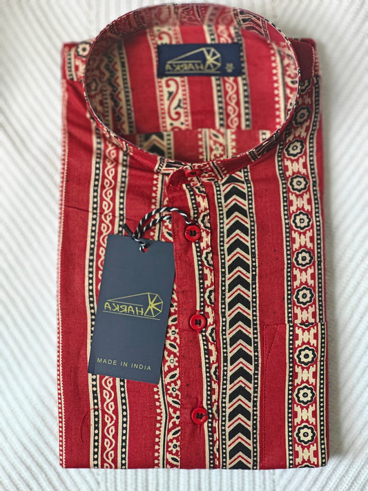 Men’s Ethnic Stripe Print Kurta Shirt – Festive Edition