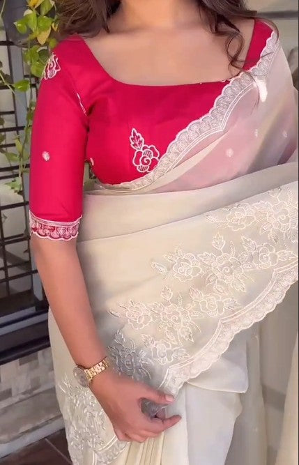 NOOR Collection - Heavy Georgette Embroidery Saree